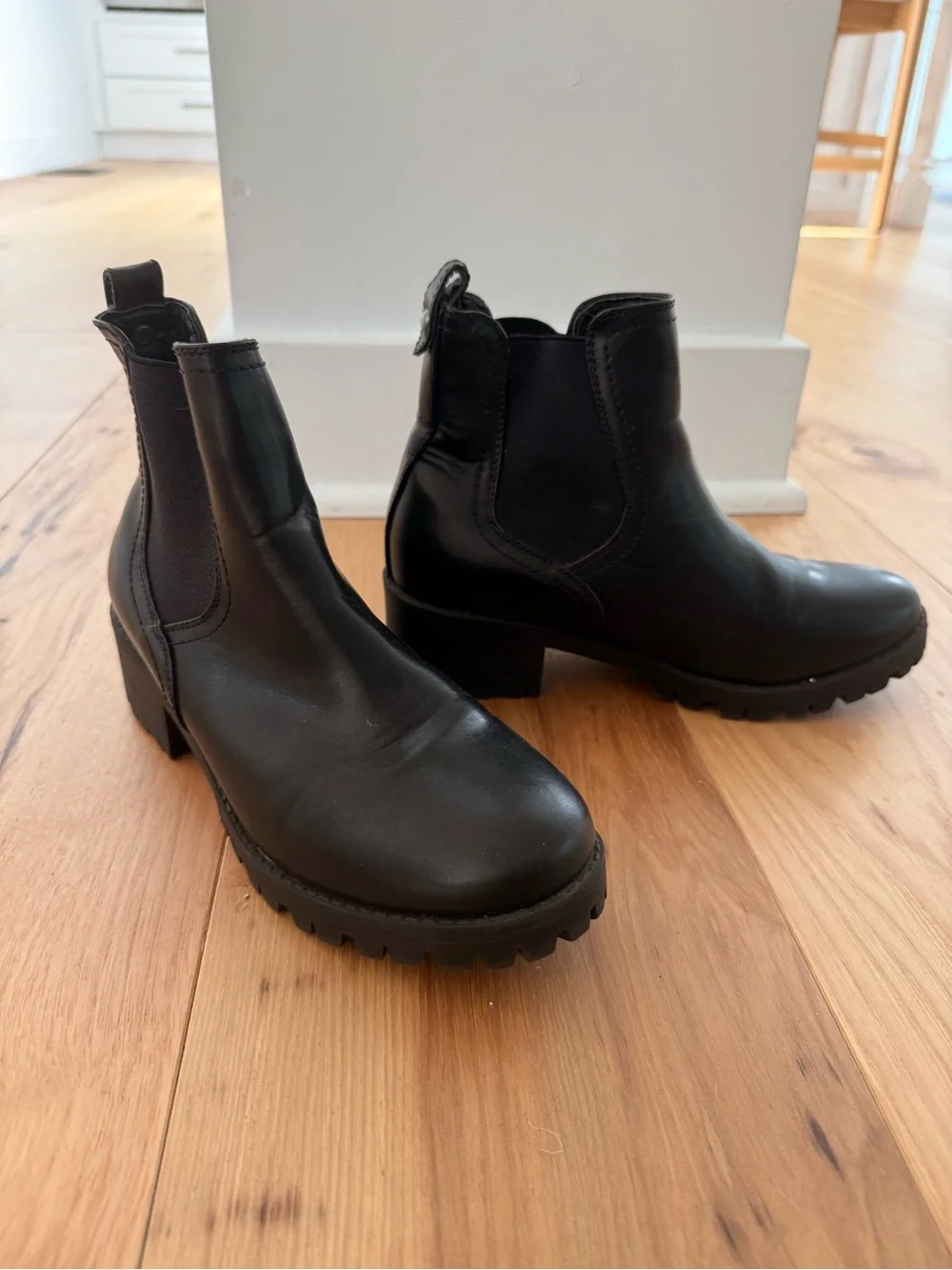 Classic Black Chelsea Lug Bootie - Women's Chelsea Boot size 7.